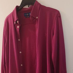 Ralph Lauren Fuscia Pink Button Down Shirt Size XL